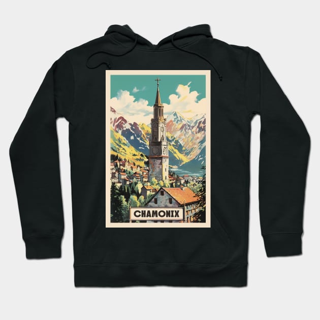 Chamonix, Mont Blan, Ski Poster Hoodie by BokeeLee